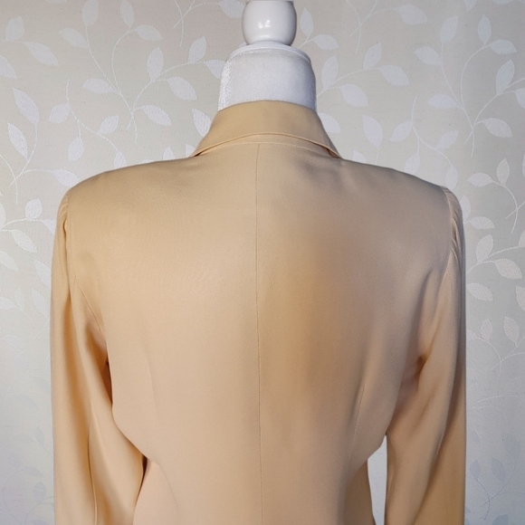 Vintage Bow Tie Detail Lightweight Blazer Jacket Pastel Equator Apricot Nude S - Picture 11 of 15